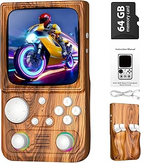 R36T MAX Upgraded Retro Handheld Game Console with 4000mAh Battery, 4.0'' IPS Screen, Retro Gaming Console with Portable Case, Supports WiFi Networked Fighting and OTG(Wood Grain Brown)