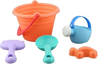 Beach 5pcs PVC Sand Dredging Set for Boys, Portable Sand with Bucket and Molds, Fun Outdoor Play for Seaside and Sandbox Random Color