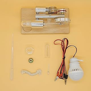 Dioche Hot Air Stirling Engine Motor Electricity Generator with LED Bulb - Science Experiment Model for Adults, Kids, & Teachers - CNC Aluminum Alloy Base - Great Educational DIY Kit (Yellow)