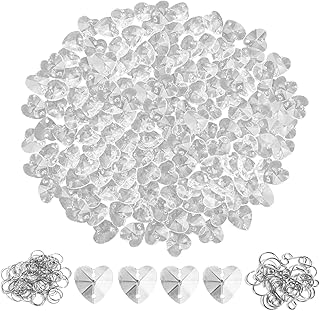 240Pcs Prism Bead Set 150 14mm Crystal Glass Heart Beads Bulk Colorful Chandelier Replacement Connector Suncatcher Spacer Bead for DIY Lamp Hanging Ornament Pendant Jewelry (Clear Heart)