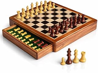 Handcrafted Wooden Chess Set with Storage Drawer | Premium Quality Chess Board Game for Adults & Kids | Travel Friendly Classic Strategy Game Gift (12 x 12 inch)