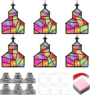 Sinload 24 Pcs Church Crafts Religious Catholic Church Tissue Paper Crafts Kit Make Your Own Cross Shape Hanging Ornaments for Religious Christian Sunday School Party Fun Home Activities