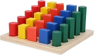 Wooden Baby Geometric Building Blocks Colorful Baby Blocks Game Educational Toy Gift Attention Attract Cultivate of and Blue Red Yellow Shapes Colors Geometry