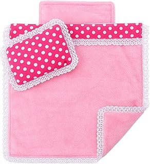 3PCS Small Doll Blankets Set, Cute Pink Polka Dot Blanket, Pillow, and Mattress Playset, Soft Comfortable Small Doll Bed Set Suitable for Dolls 8-12 Inches, Dollhouse Accessory Gift