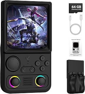 R36TMAX Retro Handheld Game Console, Portable Retro Gaming Console with 4.0” CRT-Inspired Screen, 4000mAh Arcade Classics, Supports Multiple Emulators, WiFi Network Battling, 64GB (Black)