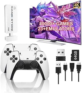 Handheld Game Console,4K HDMI Retro Gaming Console with 40,000+ Games & 23 Emulators and Dual 2.4G Wireless Controllers,Plug and Play Video Gaming Stick,Compatible with TV, PC, Projector (64G)