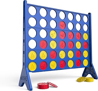 Connect 4 Oversized Edition Game – Giant Classic Four-in-a-Row Strategy Board Game with 42 Colorful Pieces, Carry Bag, Quick Assembly and Slide Release Reset for Indoor or Outdoor Fun