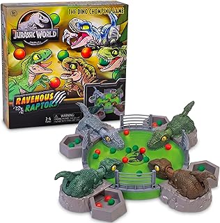 Jurassic World Ravenous Raptors Board Game– Dino Chomping Board Games for Kids, Interactive Dinosaur Game w/Snack Balls, Play Arena & Raptors, Easy Play, Durable Design, for Kids Ages 4+