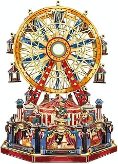 3D Wooden Puzzles for Adults, Dynamic Century Ferris Wheel Music Box DIY 3D Wooden Assembly Model Kit, Creative Gift & Desktop Decor (367PCS)
