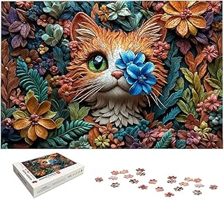 Cat Puzzle 1500 Pieces, Animal Puzzles for Adults 1500 Pieces, Wooden Puzzle for Adults, Jigsaw Puzzles with Exquisite Packaging Box, Challenging Game for Families, Home Decor, Gifts for Women, -6929
