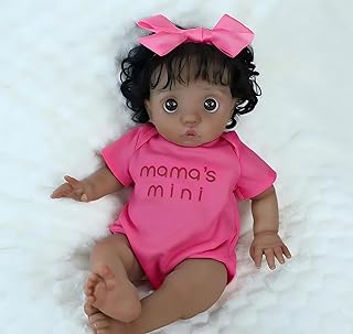 iCradle 16 Inch 42cm Reborn Baby Dolls Elf Peeka Girl African American Baby Doll Fairy Black Reborn Toddler Doll Rooted Hair Realistic Newborn Soft Full Body Vinyl Baby Dolls Toy