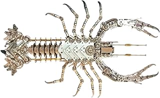 3D Metal Steampunk Mechanical Lobster Puzzle for Adults to Build, Industrial-Style Bionic Animal DIY Assembly Model Kit, Home and Office Decor & Creative Gift (830 Pieces)