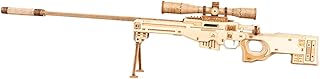 3D Wood Puzzle Rifle, AWM 3D Stereo Wooden Transmitter DIY Laser Engraved Assembly Model, Ideal Crafts Gift for Youth & Adults (266PCS/Burlywood)