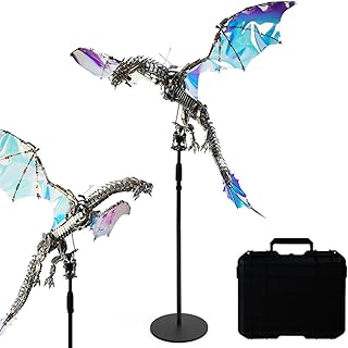 3000+ PCS 3D Metal Bloodthirsty Aurora Dragon Model Kit, 126cm Large Mechanical DIY Assembly Puzzle, Steampunk Collectible Display Sculpture for Adults