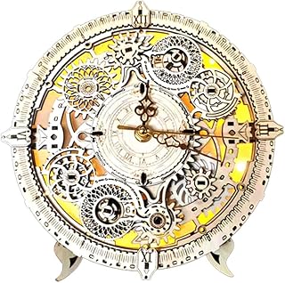 3D Wooden Puzzle, DIY Mechanical Gear Movable Clock Assembly Set, Creative Office Desk Ornament & Collector Display (106PCS)