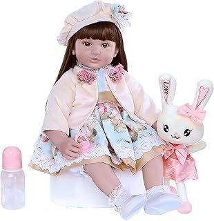 iCradle 24 inch Realistic Reborn Baby Doll Girl Vinyl Soft Body Baby Doll Toddler Princess Long Hair Lifelike Newborn Baby Doll Toy for Ages 3+