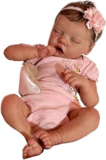 Real Life Baby Doll 18-Inch, Silicone Realistic Reborn Sleeping Baby Doll, Washable Newborn Girl with Clothes & Headdress - Perfect for Kids
