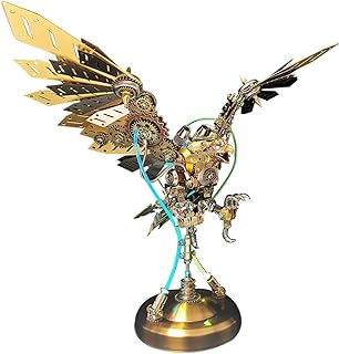 3D Metal Eagle Puzzles for Adults, Steampunk Mechanical Bird Animal DIY Assembly Model Kit with Dynamic Posture, Creative Trendy Display & Gift (650 Pieces)