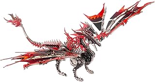 3D Metal Fire-Breathing Dragon Puzzles for Adults, Steampunk Mechanical Bionic Animal DIY Assembly Model Kit, Engineering Crafts for Home Office Decoration & Gift (200+ Pieces)