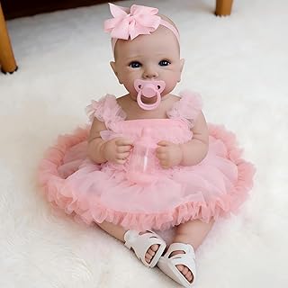 iCradle Lovely Real Life 19 inch 48 cm Reborn Baby Dolls Full Body Vinyl Silicone Realistic Baby Doll Girl Anatomically Correct Lifelike Newborn Doll Painted Hair Toy for Ages 3+