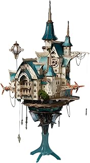 3D Wood Puzzle, Wooden Fantasy Steampunk Castle Ornaments Craft Model Kit, Ideal Decor & Collector Display Gift for Adults Youth (863PCS/Blue)
